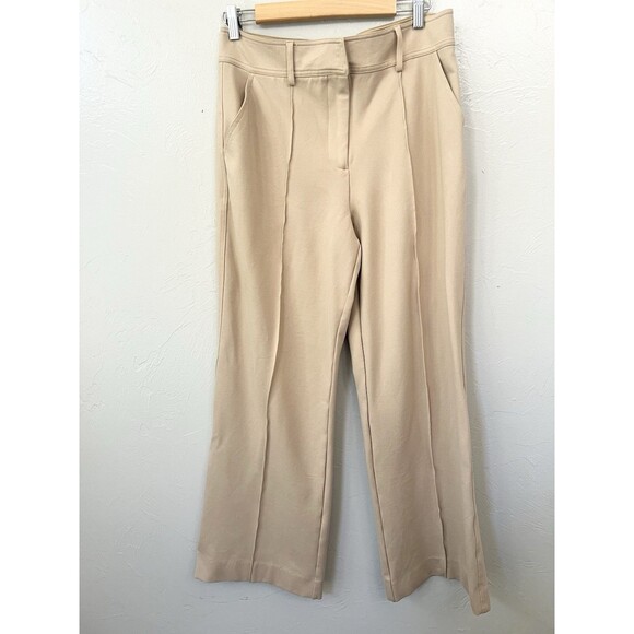 Boston Proper Size 12 Wide Leg Ponte Knit Stretch Pants Travel Comfort Large Tan - Picture 1 of 9